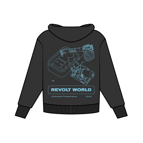 RW MECHANICS HOODIE DRK GREY / LT BLUE